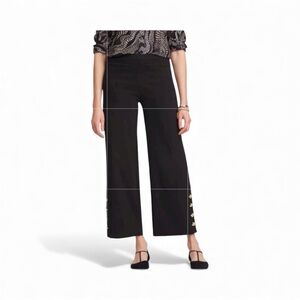 Chicos Travelers 2 NWT Slinky Blue Pants Pull On SZ 12 MSRP $99 Side Button